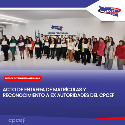 Acto de entrega de matrículas y reconocimiento a ex autoridades del CPCEF